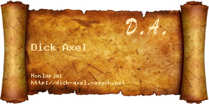 Dick Axel névjegykártya